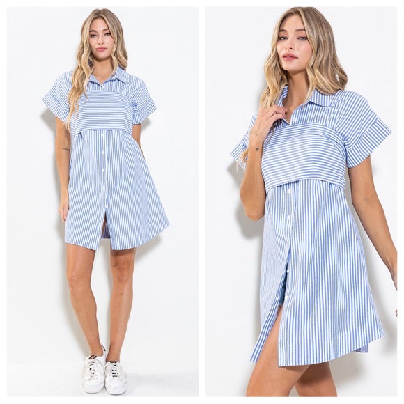 38 Boho 3 Way Wear Striped Copped Top and Shirts Set - Picture 5 of 7